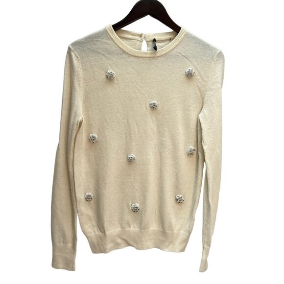 RAOUL Ivory Embellished Merino Wool Bend Sweater Size S - Picture 3 of 10